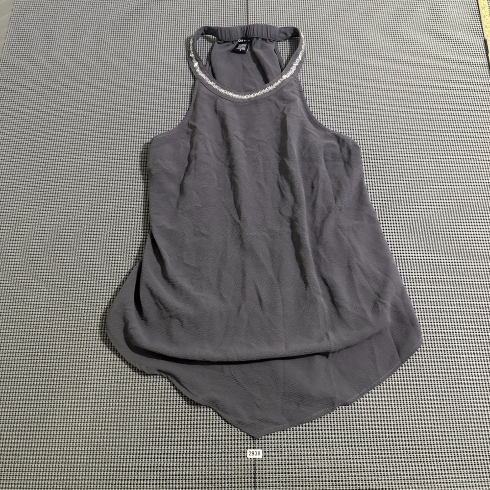 Torrid Womens Gray Beaded Halter Neck Handkerchief Hem Blouse Size 0